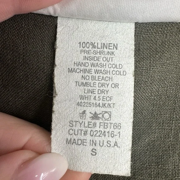 La Fixsun Linen Open Front Cardigan Hooded Size Small Green 3/4 Cuff Sleeve - Picture 3 of 8